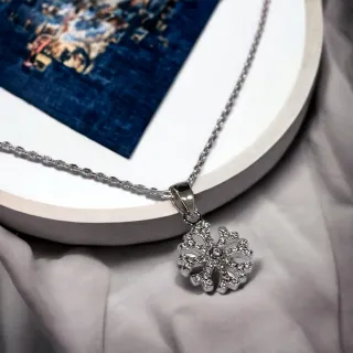 【DoriAN】璀璨閃亮雪花鑲頂級鋯石925純銀項鍊(附純銀保證卡 精美禮物包裝)