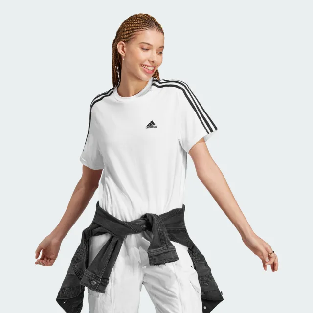 【adidas 愛迪達】ESSENTIALS 短袖上衣 T恤 女(HR4915)