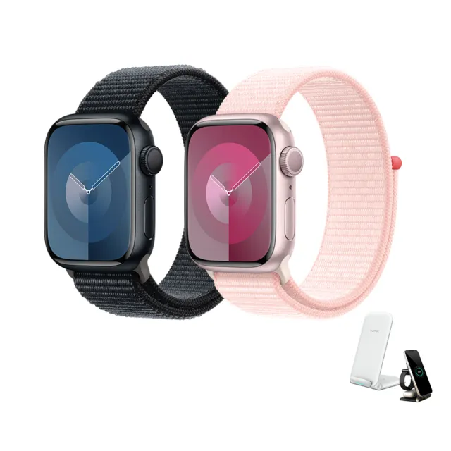 三合一無線充電座組【Apple】Apple Watch S9 GPS 45mm(鋁金屬錶殼搭配運動型錶環)