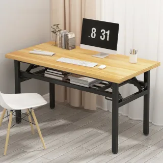 【MINE 家居】免安裝雙層摺疊桌100/120 雙色雙尺寸任選(餐桌/客廳桌/ 摺疊桌)