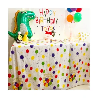 派對繽紛氣球款彩色桌巾1條(生日派對 氣球佈置 桌巾 桌布 餐巾 寶寶周歲 布置)