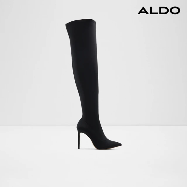 ALDO ACASSIA-彈力時尚尖頭高跟膝上長靴-女(黑色