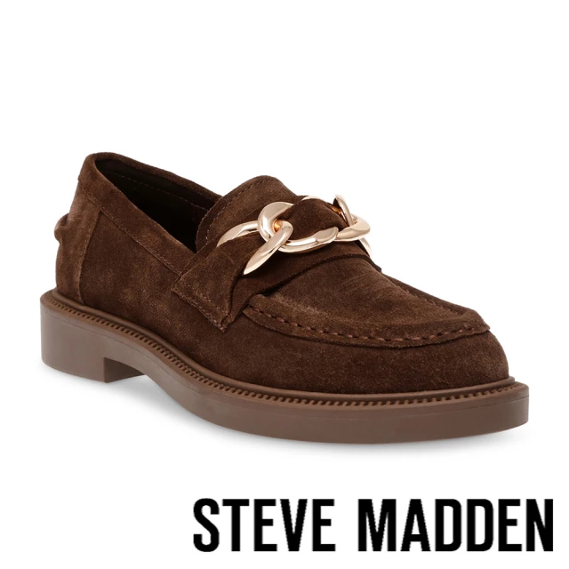 STEVE MADDEN KAMRON 飾釦皮革樂福鞋(絨咖啡)