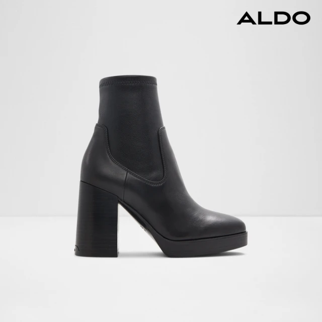 ALDO TALANARIEL-漆皮鬆緊造型皮革中筒靴(深棕