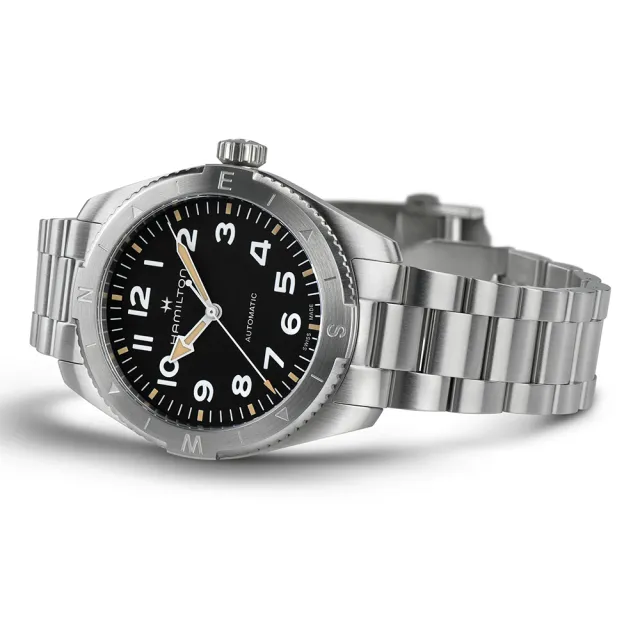 【HAMILTON 漢米爾頓】卡其陸戰遠征Expedition腕錶41mm(自動上鍊 中性 不鏽鋼錶帶 H70315130)