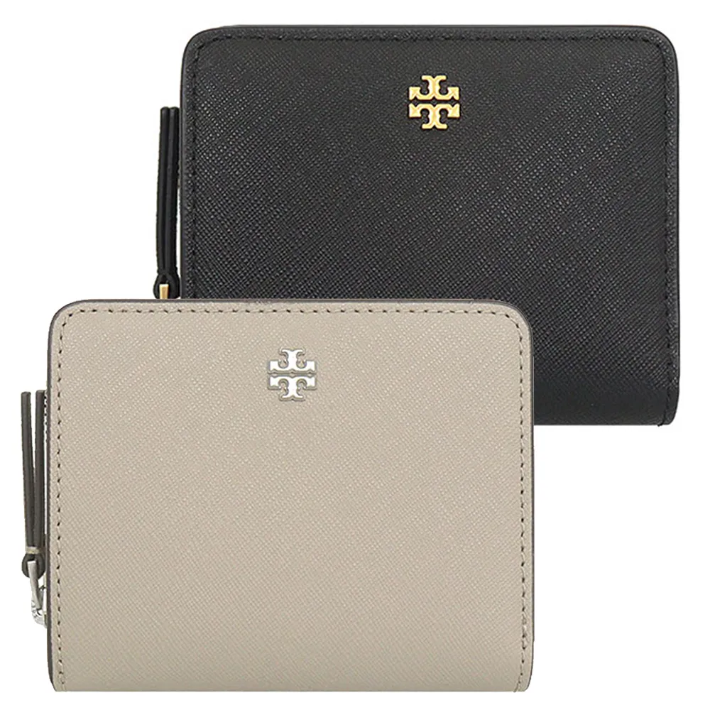 【TORY BURCH】防刮皮革零錢包對折短夾(2色)