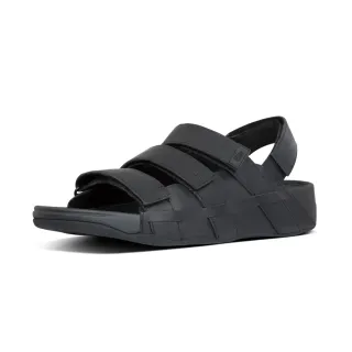 【FitFlop】ETHAN BACK-STRAP SANDALS可調整式魔鬼氈後帶涼鞋-男(靚黑色)