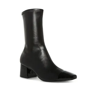 【steve madden】ELISHA 拼接粗跟窄口短靴(黑色)