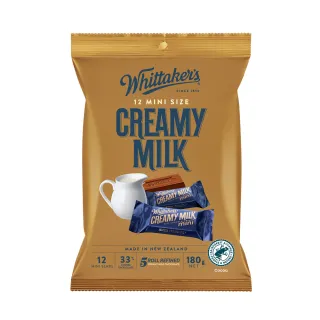 【紐西蘭Whittakers】牛奶巧克力-磚形分享包(180g 12入/袋 巧克力)