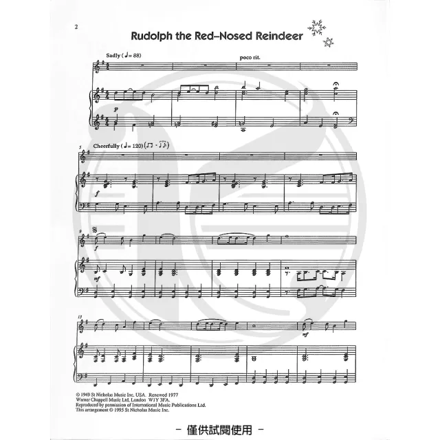 【Kaiyi Music 凱翊音樂】經典熱門聖誕爵士樂曲 長笛樂譜