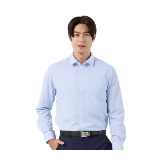 【Blue River 藍河】男裝 水藍色長袖襯衫-細緻小格紋(日本設計 舒適穿搭)