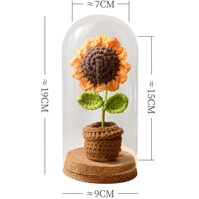 【House Deco 吾所飾室】手工針織玫瑰向日葵鬱金香盆栽(編織玫瑰毛線鉤織向日葵盆栽永生花擺飾)