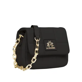 【LA MARTINA】交換禮物 義大利原裝進口 頂級金標雲朵皮革肩背包 LMBA01142T(黑色)