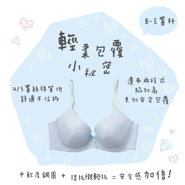【BeenTeen 嬪婷】FTC系列-輕柔包覆 D-E罩杯內衣 BB5314F1(魅力灰)