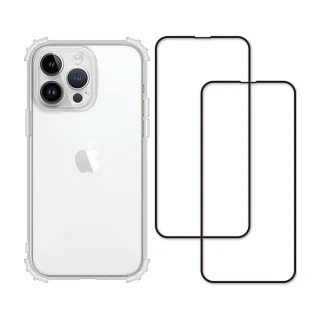 【RedMoon】APPLE iPhone15 Pro Max 6.7吋 手機殼貼3件組 鏡頭全包式軍規殼-9H玻璃保貼2入(i15ProMax)