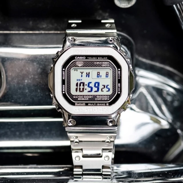 CASIO 卡西歐 G-SHOCK 全金屬太陽能電波手錶-銀(GMW-B5000D-1)