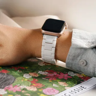 【ALL TIME 完全計時】Apple Watch S7/6/SE/5/4 42/44/45mm 二色陶瓷錶帶