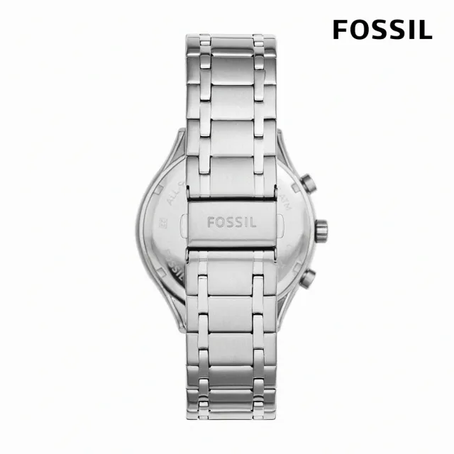 FOSSIL 官方旗艦館】Fenmore 極光銀現代經典三眼手錶銀色不鏽鋼錶帶