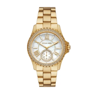 【Michael Kors 官方直營】Everest 經典鑲鑽羅馬數字多功能女錶 金色不鏽鋼錶帶 手錶 40MM MK7401
