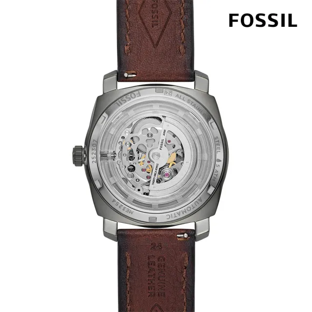 FOSSIL】Machine 荒野再生鏤空機械手錶棕色真皮錶帶45MM ME3254 - momo
