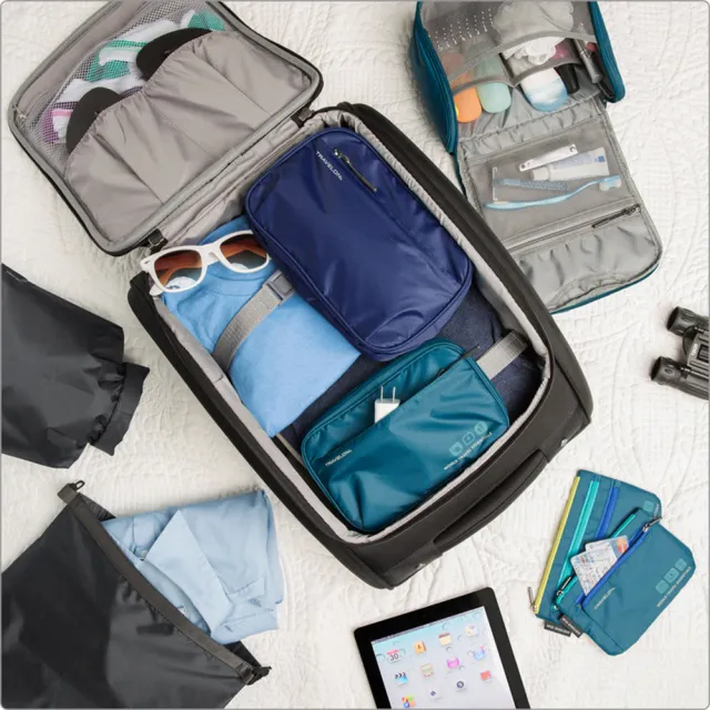 【Travelon】美國 3C線材收納包 灰 / 旅遊 電子用品 零錢小物 收納袋 男包 年末送禮