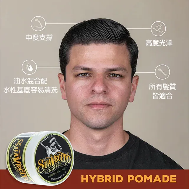 【Suavecito 骷髏頭】Hybrid Pomade油水混合水洗式髮油(4oz/113g)