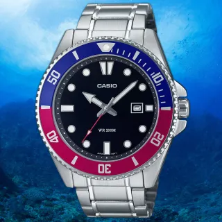 【CASIO 卡西歐】可樂圈水鬼 槍魚 200米潛水錶 運動手錶 考試手錶 學生錶 畢業禮物 送禮(MDV-107D-1A3V)