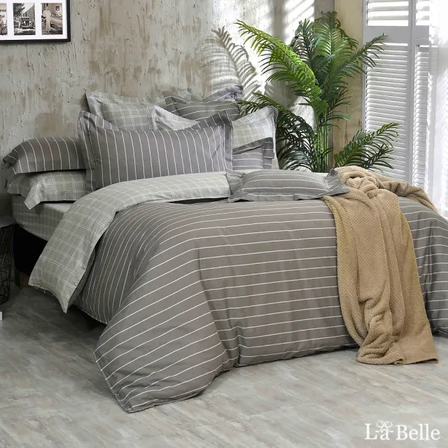 【La Belle】100%精梳棉防蹣抗菌兩用被床包組-雙人(多款任選)