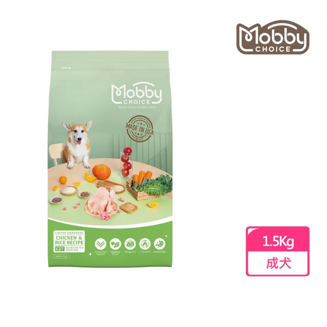 【Mobby 莫比】C27 雞肉米成犬食譜1.5KG(狗飼料/挑嘴犬/體態管理)