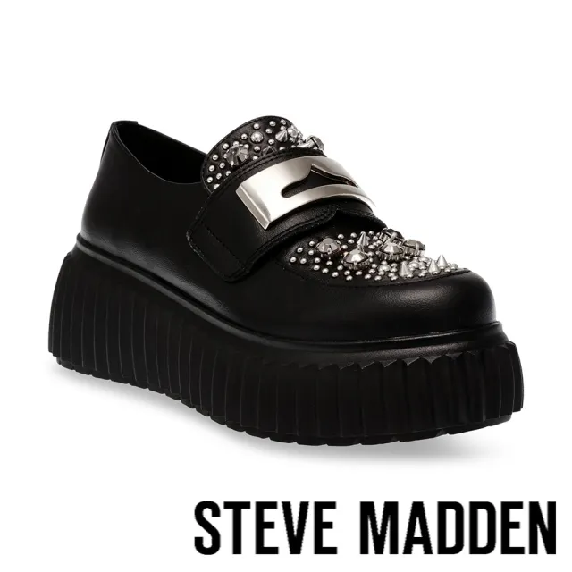 【steve madden】ESCALO 鉚釘厚底樂福鞋(黑色)