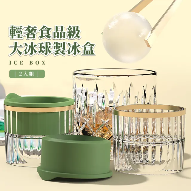 【6cm】輕奢食品級大冰球製冰盒2入(冰塊盒 威士忌 儲冰盒 冰格 冰磚 副食品盒 巧克力 模具)