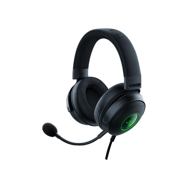 RAZER 雷蛇 Kraken V3 北海巨妖耳麥 RZ04-03770200-R3M1,搭載 THX SPATIAL AUDIO 7.1 音效技術,提供沉浸式音場體驗。採用拆卸式設計,方便更換麥克風,內建 HyperClear 心型指向麥克風,有效減少環境噪音。支援 Razer Chroma RGB 燈光效果,USB 介面設計,適合遊戲與日常使用。提供 24 個月保修,是專業玩家與音質愛好者的首選。 Razer雷蛇 Kraken V3