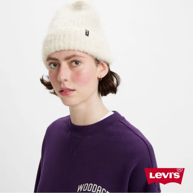 LEVIS 男女同款 毛帽 / 羊毛添加 / 黑色Logo旗標 白 人氣新品