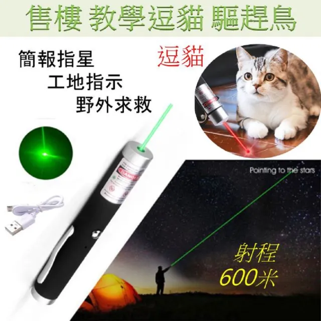 G800商檢USB充電紅光綠光雷射筆(簡報指星逗貓驅趕鳥 強光手電筒)