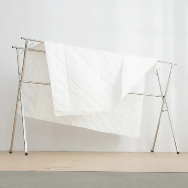 【IDEA】2.4米X型不銹鋼雙桿伸縮落地曬衣架(可摺疊收合)