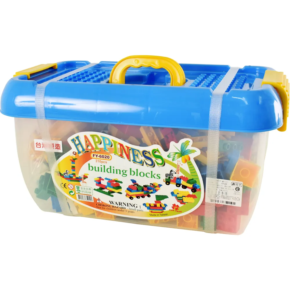 【Playful Toys 頑玩具】台灣製造-桶裝積木310PCS(ST安全玩具 STEAM玩具 益智積木 創意拼裝)