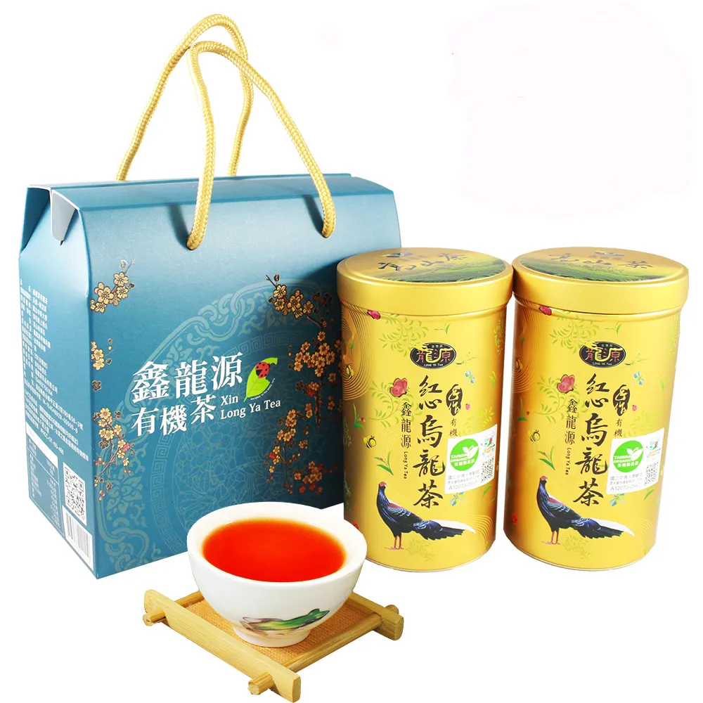 【鑫龍源】有機烏龍蜜香紅茶禮盒組(20gx2罐/全發酵/茶葉禮盒/有機紅茶)
