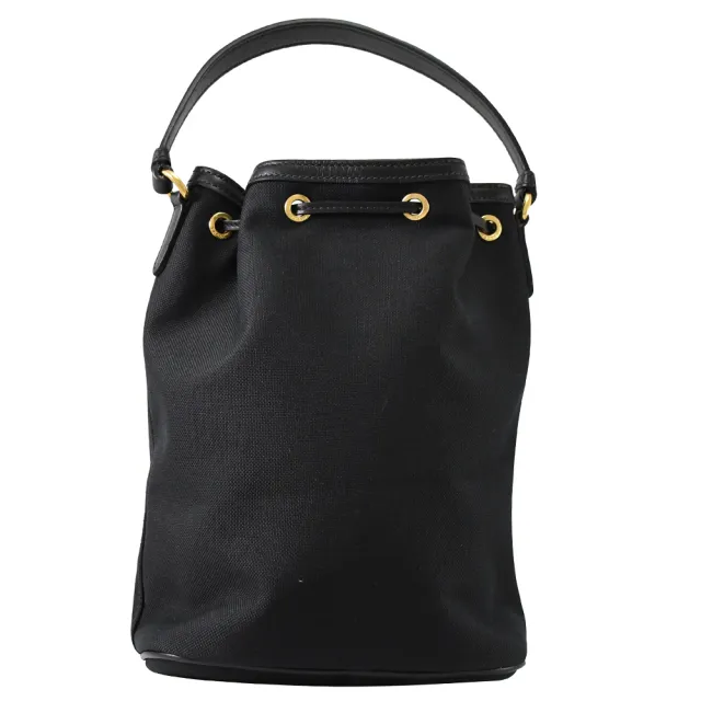 PRADA 1BH038 Jacquard復古緹花LOGO帆布兩用水桶包.黑<br>現金價$32,800 茱麗葉精品