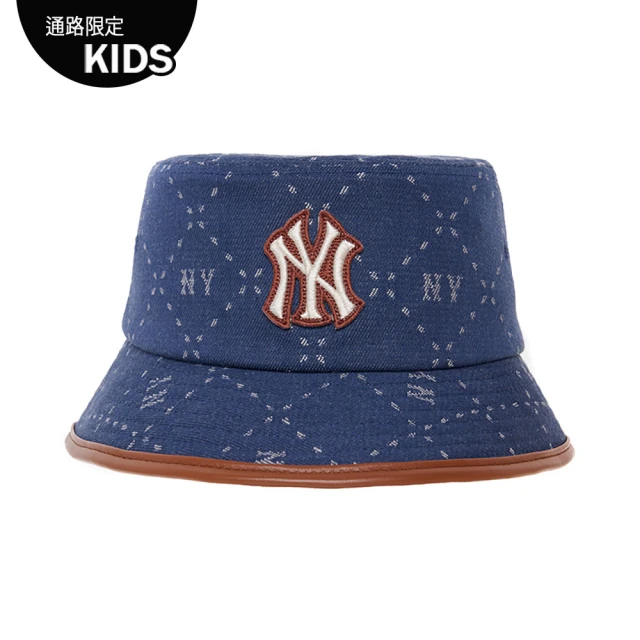 MLB 童裝 牛仔丹寧漁夫帽 童帽 MONOGRAM系列 紐約洋基隊(7AHTMD63N-50NYS)