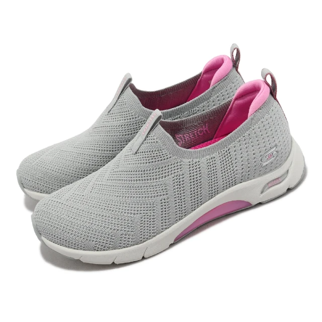 【SKECHERS】懶人鞋 Skech-Air Arch Fit 灰 粉紅 女鞋 緩震 套入式 針織 休閒鞋(104251-GYPR)