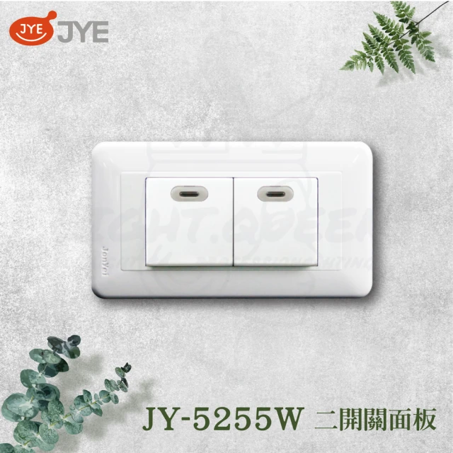 中一電工 JYE 5入組 PANDA 熊貓系列 夜光壁切(二開關蓋板組 JY-5255W)