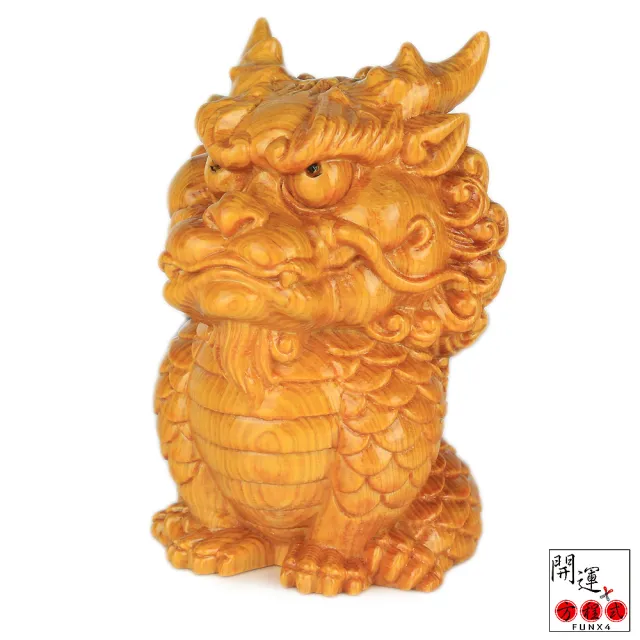 【開運方程式】檜木神獸麒麟 招財鎮宅送子14cm(木雕開運擺飾 陽宅風水/入厝禮)