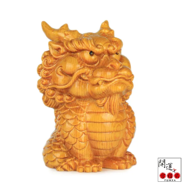 【開運方程式】檜木神獸麒麟 招財鎮宅送子14cm(木雕開運擺飾 陽宅風水/入厝禮)