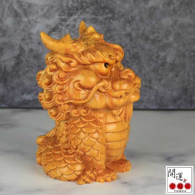 開運方程式】檜木神獸麒麟招財鎮宅送子14cm(木雕開運擺飾陽宅風水/入厝