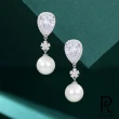 【RJ New York】單顆珍珠水滴晶鑽垂墜鋯石耳環(2色可選)