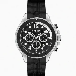 【VERSUS】VERSUS VERSACE手錶型號VV00353(黑色錶面黑錶殼深黑色矽膠錶帶款)