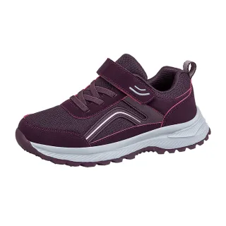 【HAPPY WALK】透氣健步鞋/透氣網面拼接流線魔鬼粘舒適健步鞋(紫)