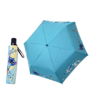 【Disney 迪士尼】21吋-史迪奇自動折疊雨傘 自動開收傘 自動傘(UV銀膠 晴雨兩用傘)