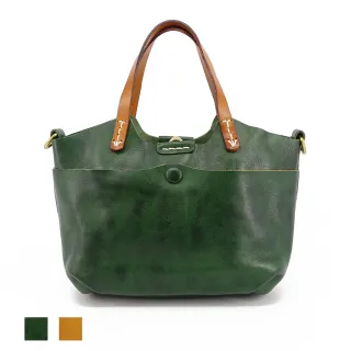 【LouiseC.】Tree House 植鞣革牛皮復古手縫線設計壓釦手提斜背真皮包-2色-可拆式內袋設計(YS9901)