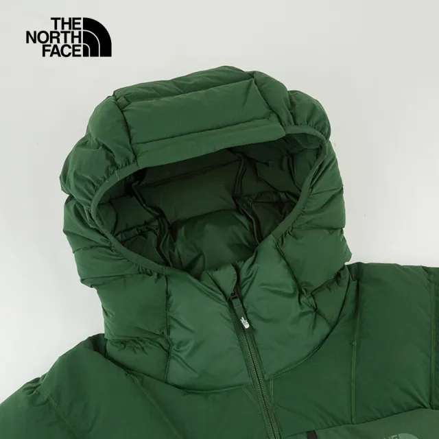 【The North Face 官方旗艦】北面男款綠色防潑水保暖可打包連帽羽絨外套｜83S2I0P